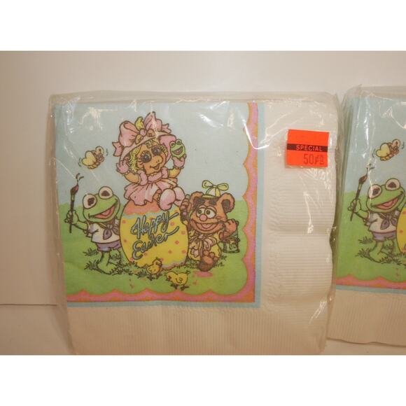 NIP Vtg Muppet Babies Easter Paper Napkins Kermit Miss Piggy Henson Assoc - Picture 2 of 5